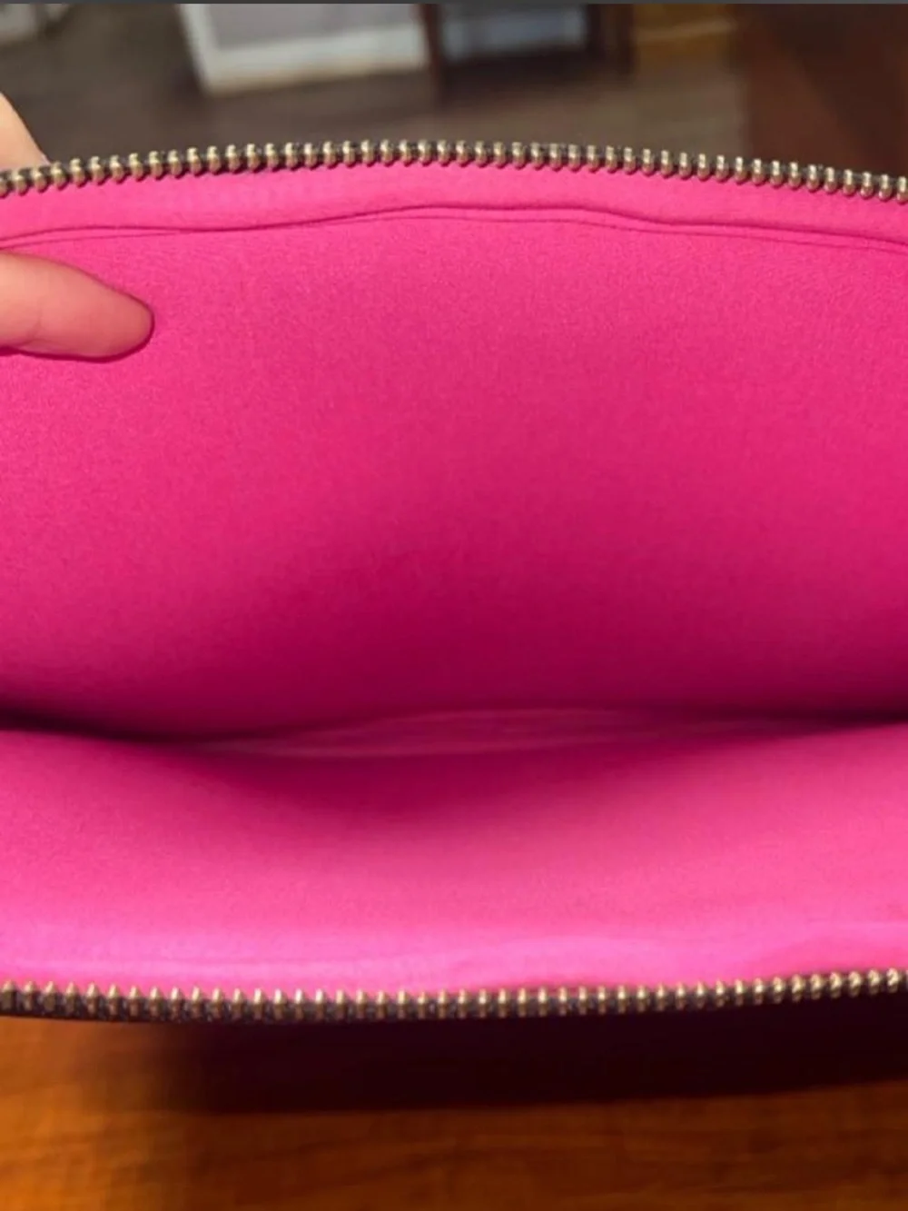 Kate Spade Leather Laptop Sleeve black with hot pink interior and gold hardware